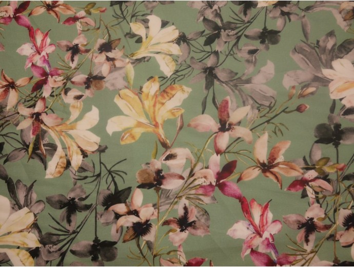 Printed Cotton Lawn Fabric - Ochid bloom